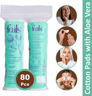 FEALS Cotton Pads For Face Cleansing & Makeup Remover Wipes (80 Rounds) (Pack of 1)