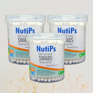 Nutips Cotton Buds Jar (100 Sticks) (Pack Of 3)