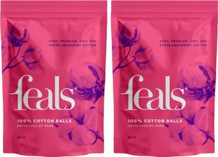 FEALS Cotton Balls for Face, Eyes, Mekeup Removal, Nail Polish Remover (Pack of 2)
