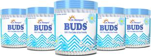 Dr. Morepen BUDS Cotton Ear Buds 100 Pcs Pack of 5, 100% Pure Cotton Swabs