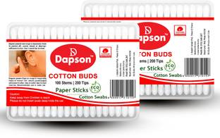 DAPSON Cotton Buds – 100 Stems | 200 Tips | Eco-Friendly Paper Stick Cotton Swabs