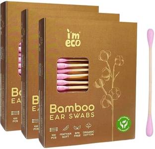 IMECO Bamboo Ear Swabs | 300 Bamboo Swabs | Ultra-soft & Premium Quality (Pack of 3)