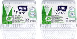 Bella Cotton Buds Box With Aloe Vera Extract Paper Stick, 200 Pieces x pack of 2