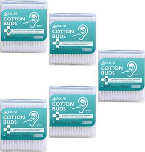 ASSURE Cotton Ear Buds/Cotton Swabs with Paper Stem (100 Sticks (Pack of 5)