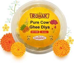 MANGALAM Rohak Cow Ghee Diya – 100 Units Cotton Wick