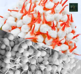 The Atharva-veda Red cotton Wick, HandMade Soft Pure White Rui Batti, Jyot Bati for Pooja 300Each Cotton Wick