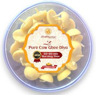 Shubhkarma BIG SIZE COW GHEE DIYA BATTI, Premium Quality Ghee Wicks, 50-60min Burning Time, Cotton Wick