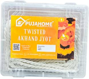 pujahome Akhand Jyot - 15 inch (white) - pack of 12 jyot Cotton Wick