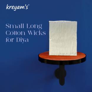 Kreyam's Hand Made 50pcs Long Phool White Diya Batti Cotton Wick