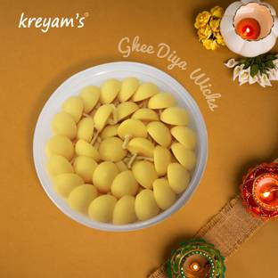 Kreyam's 50pcs Ghee Wicks for Daily Puja| Batti| Diya for Pooja Cotton Wick