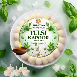 SURETIYA TULSI KAPOOR COW GHEE DIYA BATTI FOR DAILY POOJA (PACK OF 50) AARTI,DIWALI Cotton Wick