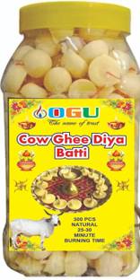 OGU Handmade Ghee Diya Batti,Jyot Batti for Pooja Aarti -300 Pcs. Cotton Wick