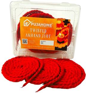 pujahome Twisted Cotton Wicks Akhand Long Jyoti Batti - 24 Pieces Cotton Wick