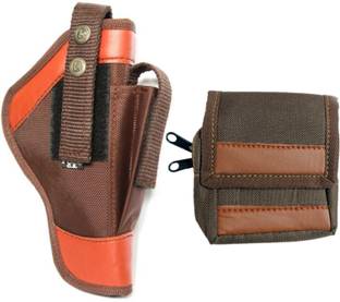 Kumar's Trend Nylon 9 mm Revolver Pistol Racquet Brown Carry Case Pouch Pistol/Gun Cover Free Size