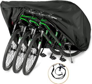 Nabaat Universal Bicycle Cover for 2 or 3 Cycles Waterproof Outdoor Protection (Black) Bicycle Cover Free Size