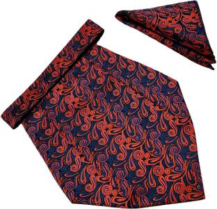 VOICI Men's Paisley Red & Blue Color Pocket Square Cravat