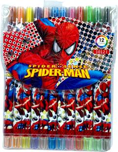 Fullkart Spiderman Rolling Crayon Colorful Sticks for Kids (Set of 12 Colours)
