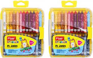 FLAIR Creative Series Non -Toxic 24 Shades Triangular Wax Crayons
