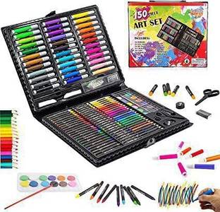 Nishoya 150 Pieces Drawing Kit Includes Crayons, Oil Pastels Colored Pencils For Kids