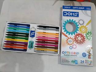 DOMS Opti Grip Plastic Crayons 24 Shades