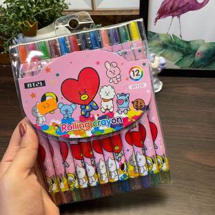 Le Delite Unicorn Cartoon Printed Rolling Crayons Twistable colors Birthday Return Gift for Kids /Assorted Colored Pens Cute Printed Pack Twistable Erasable Drawing Pens Non Breakable Comfortable Grip