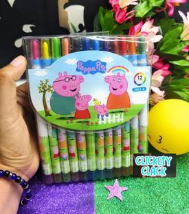 CLICKETYCLACK Twist up Rolling Erasable Crayons Drawing Pen Non Breakable and Comfortable Grip