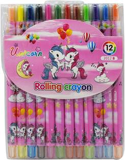 Bodhee Tree Unicorn Themed Rolling Crayons for Kids- 12 Crayons (Pack of 1)