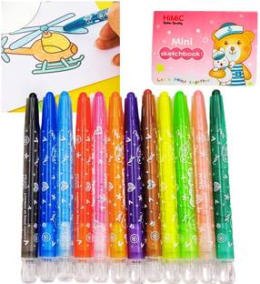Jaravik Twist Crayons For Kids- 12 Crayons Set with mini sketchbook | Crayon For Drawing