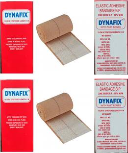 DYNAFIX Elastic Adhesive Bandage B.P 10CM * Stretched Length 1M (Pack Of 2) Crepe Bandage