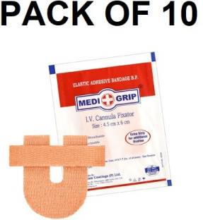 Glenston FIX Elastic Adhesive I.V. Cannula Fixator Bandage (4.5 x 6 cm) Pack of 10 Crepe Bandage