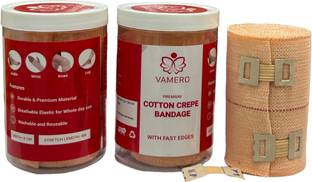 VAMERO Premium Cotton Crepe Bandage (4m × 8cm) - (Pack of 2) Crepe Bandage