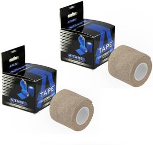 Agam A-Tape Breathable Self Adhesive Wrap, Athletic, Non Woven Cohesive Bandage – for Sports, First Aid Medical, Wrist, Swelling (5 cm X 4.5 mtr- Pack of 2) Dark Brown, Cotton Crepe Bandage