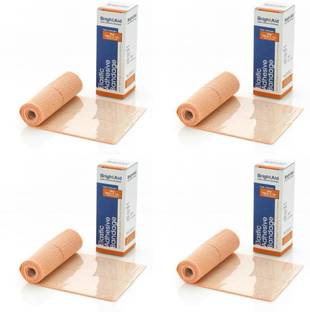 BRIGHT AID Elastic Adhesive Bandage (10cm*1mtr), Pack of 4 Crepe Bandage