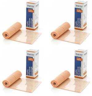 BRIGHT AID Elastic Adhesive Bandage (10cm*1mtr), Pack of 4 Crepe Bandage