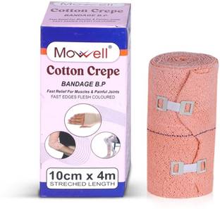 Jetflon Soft Cotton Crepe Bandage , Pain Relief With Lock (Beige - 10cm x 4meter) Crepe Bandage