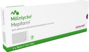 Mepiform Silicone Scar Sheet, Keloids, C Section, Acne, Post Surgery 4x30 cm Crepe Bandage