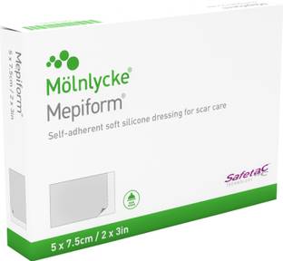 Mepiform Silicone Scar Sheet, Keloids, C Section, Acne, Post Surgery 5x7.5 cm Crepe Bandage