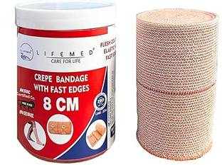 LIFEMED Premium Crepe Bandage 8cm x 4m | Soft Garam Patti for Pain Relief (1 Pack) Crepe Bandage