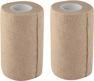 A-TAPE Cohesive Crepe Bandage Beige (Pack of 2, Reusable & Waterproof, 10 cm X 4.5 Mtr) Self Adhesive Crepe Bandage