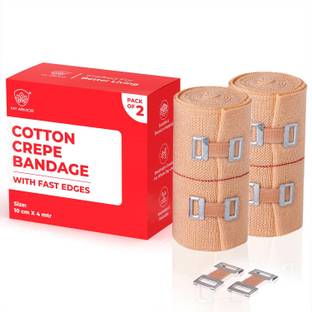 MY ARMOR Premium Cotton Crepe Bandage (4m x 10cm) (Pack of 2) Crepe Bandage