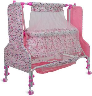 MeeMee Baby Cradle with Swing, Mosquito Net, Storage Basket