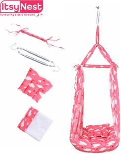 ItsyNest Clouds Hanging Cradle for Infant New Born Baby Jhula hanging swing sleep Net