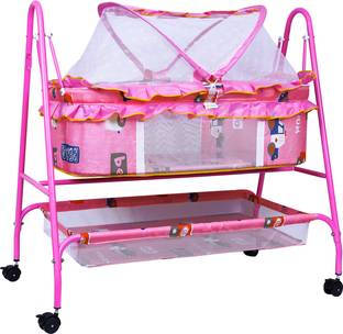 1st Step Baby Swing Cradle Jhula with Mosquito Net And Storage Basket for New Born Baby