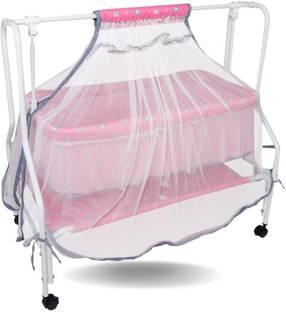 KIDDERY Maia | Cradle for Baby | Mosquito Protection Net | Wheel Lock | 0-8 Mon | Pink