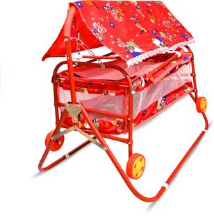 STEELOART Baby Cradle For New born With Swing buggi, mosquito net ,Heavy Body Frame