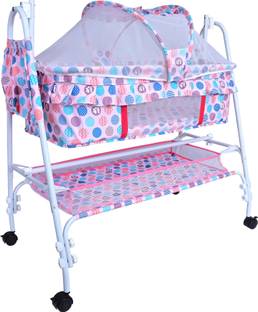 1st Step Baby Swing Cradle Jhula with Removable Mosquito Net & Storage Basket for NewBorn