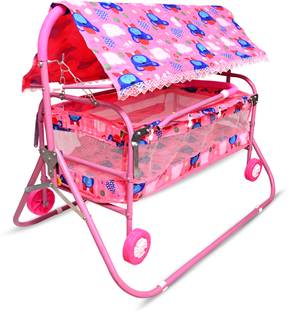 STEELOART Baby Cradle For Baby With Swing buggi, mosquito net and Heavy Body Frame