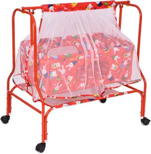FLIPZON Baby Cradle with Swing and Mosquito Net, Four Wheels