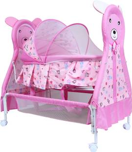 1st Step Baby Swing Cradle Jhula with Mosquito Net and Storage Basket for New Born Baby