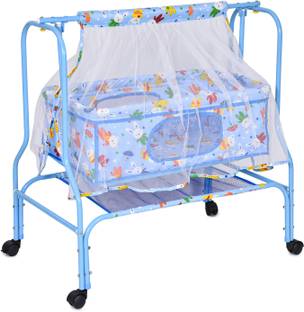 FLIPZON Baby Cradle with Swing and Mosquito Net, Four Wheels